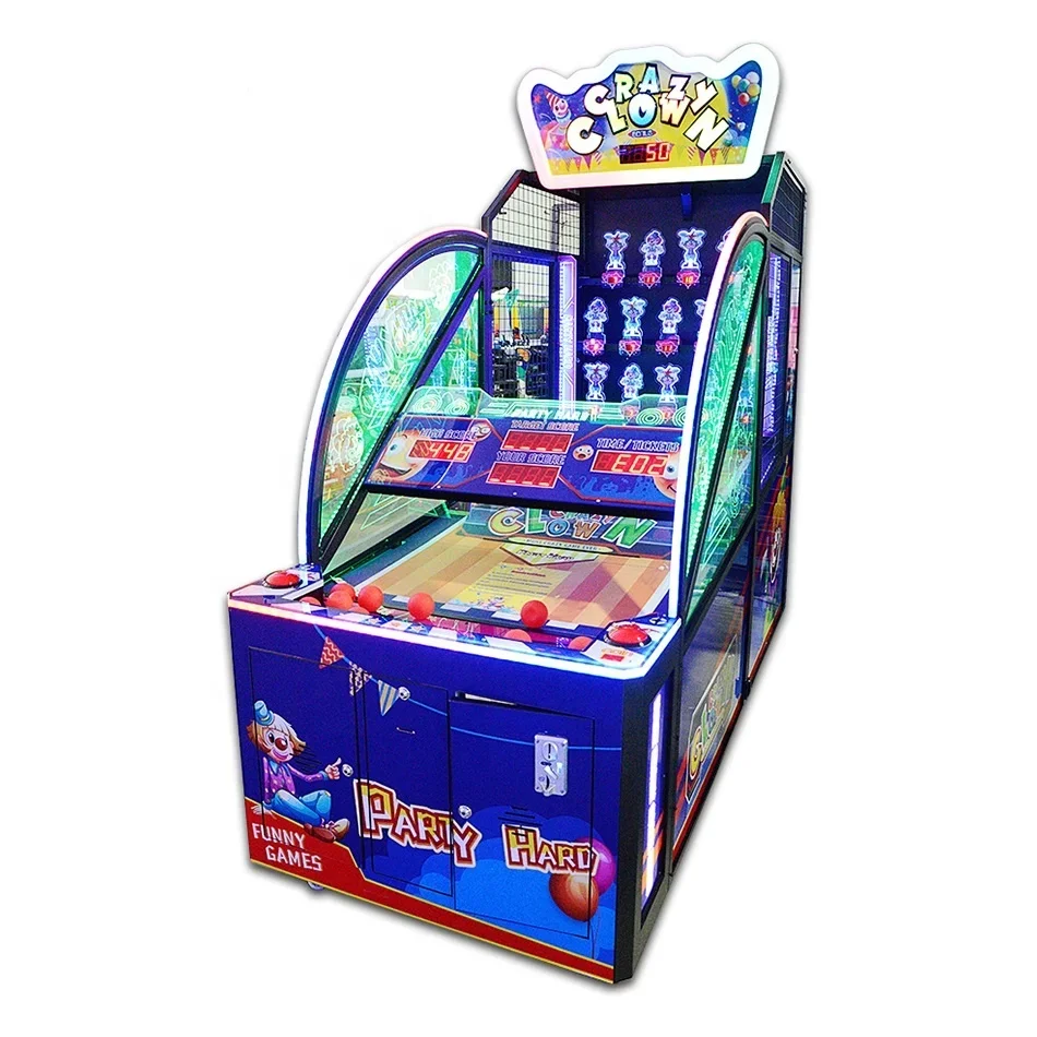 Coin-operated Crazy Clown Redemption Arcade Game Machine 2 Player Children's Game