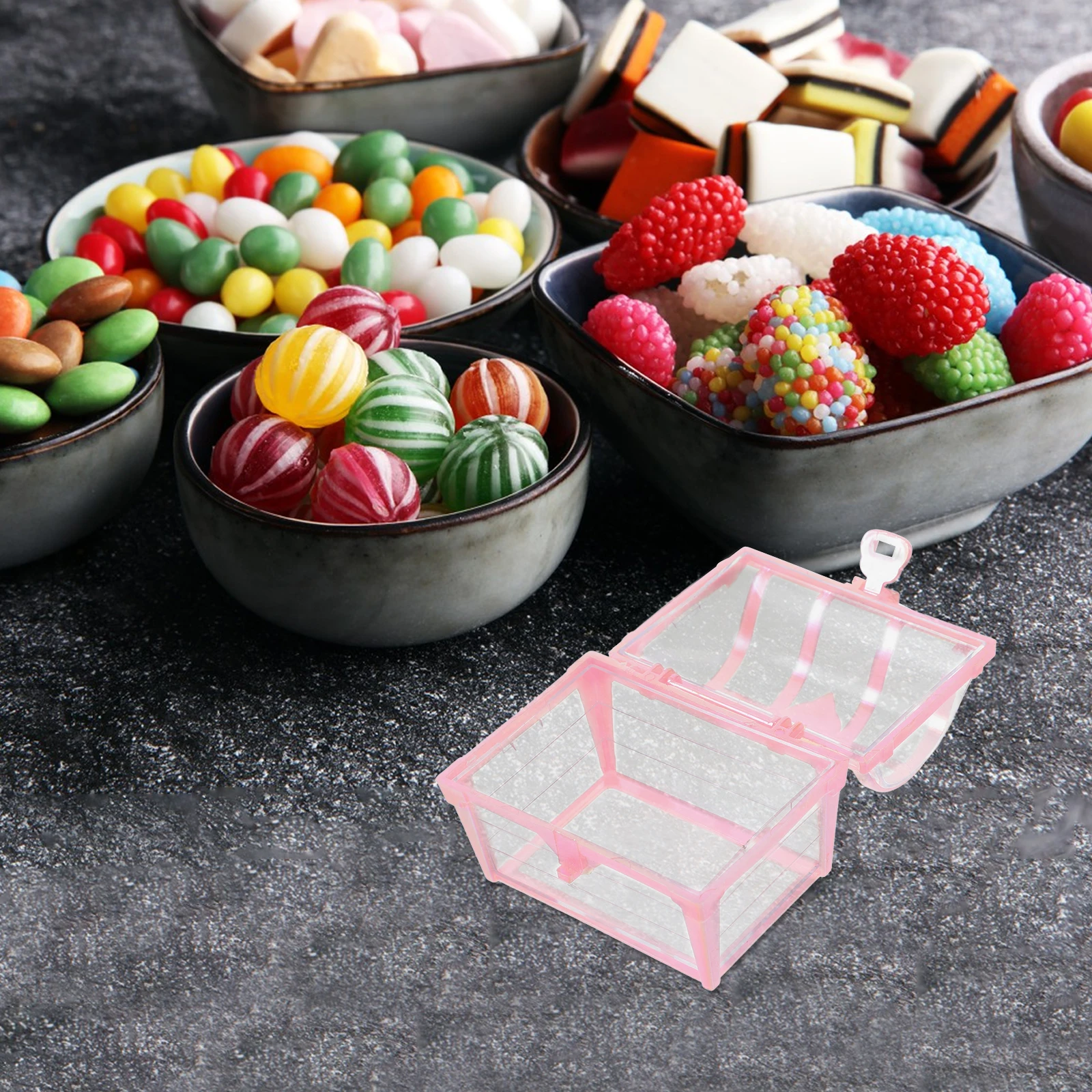 

12 Pcs Pearlescent Storage Boxes Pirate Treasure Chest Decorative Containers Party Gift Black Color Wedding Favor Treat Box
