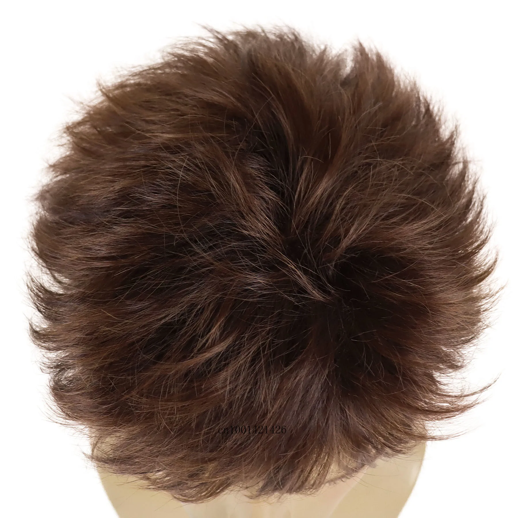 Peluca corta de pelo sintético para hombres y chicos, pelucas de repuesto, mezcla Natural, marrón, informal, uso diario, fiesta de carnaval,