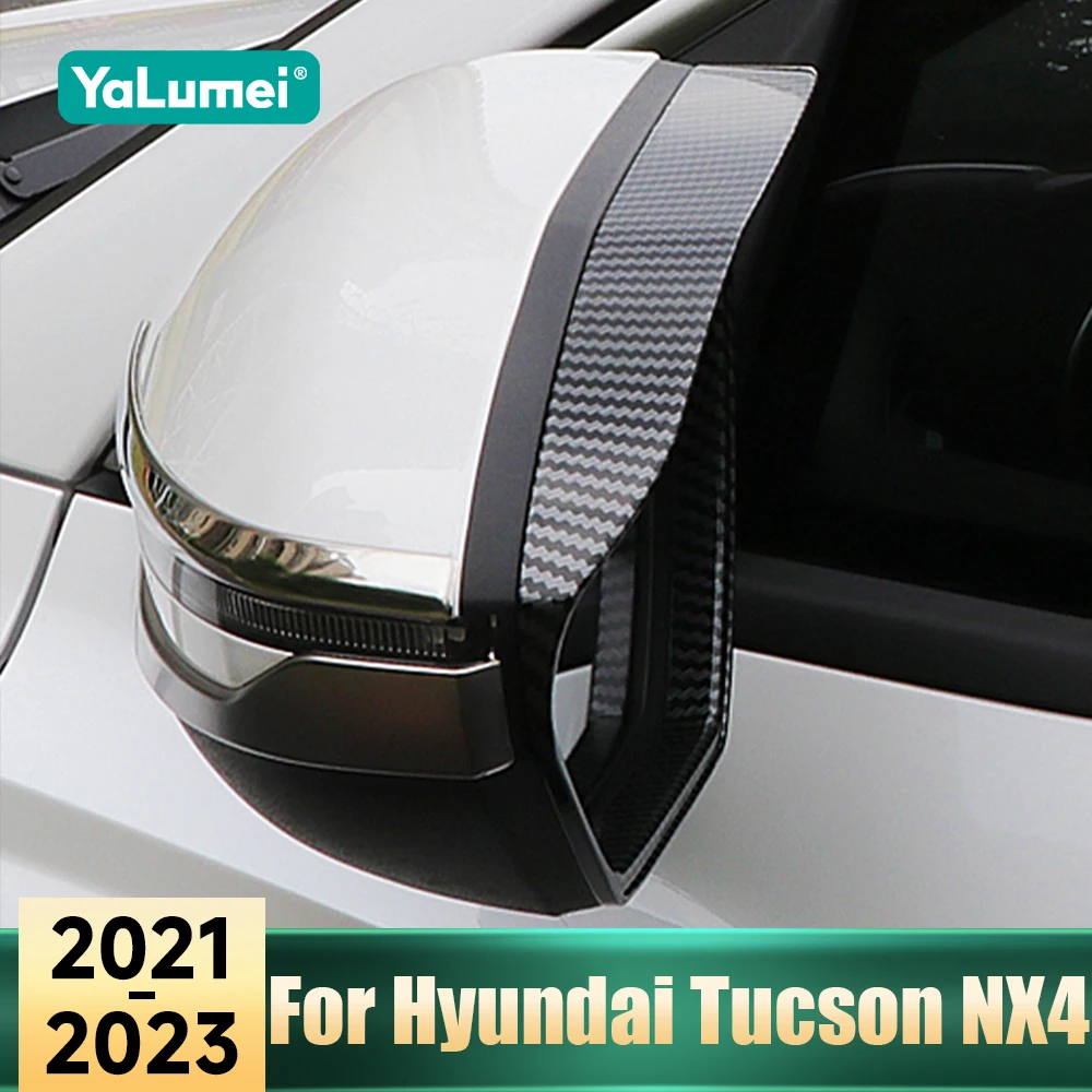 

For Hyundai Tucson NX4 Hybrid 2021 2022 2023 N Line Car Rear View Mirror Sticker Rain Eyebrow Rain Shield Shade Cover Accessory