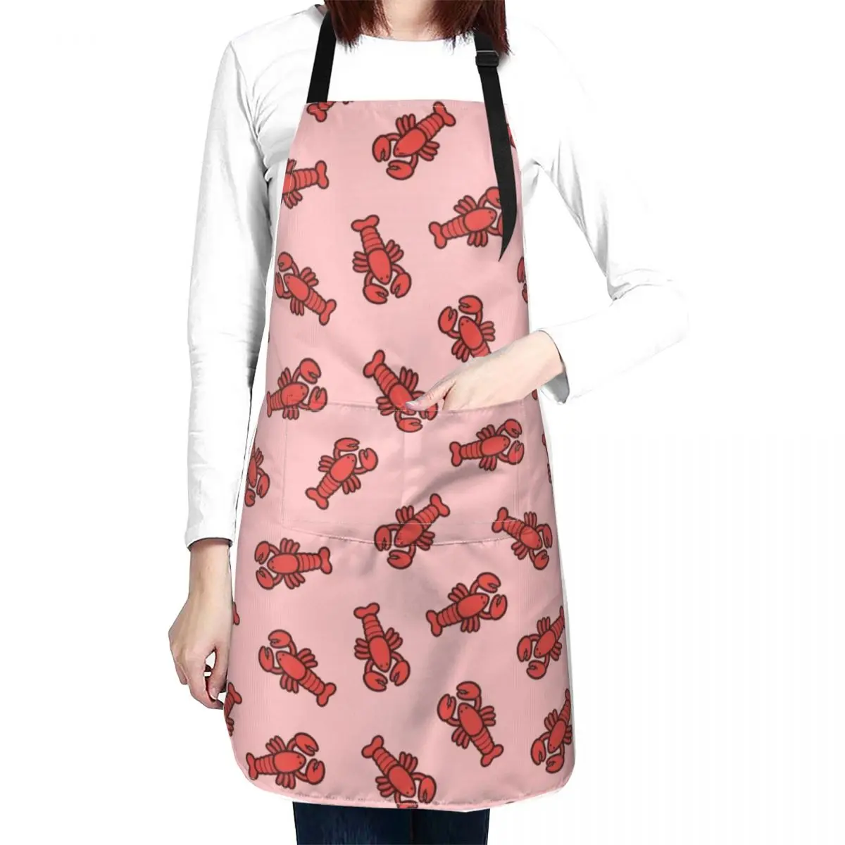 Lobsters Pattern on Light Pink Apron Chef jacket men Cooking Bib For Kitchen Woman Work Apron