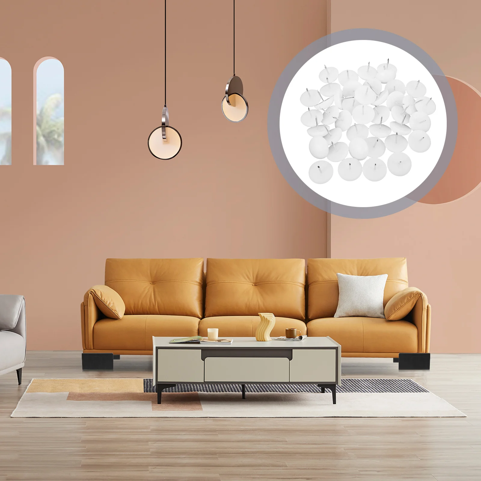 

100Pcs Furniture Leg Nail Pads Heat-Treated Nails Chair Leg Floor Protectors Nonslip Anti-Vibration Chair Glides for Wood Tile