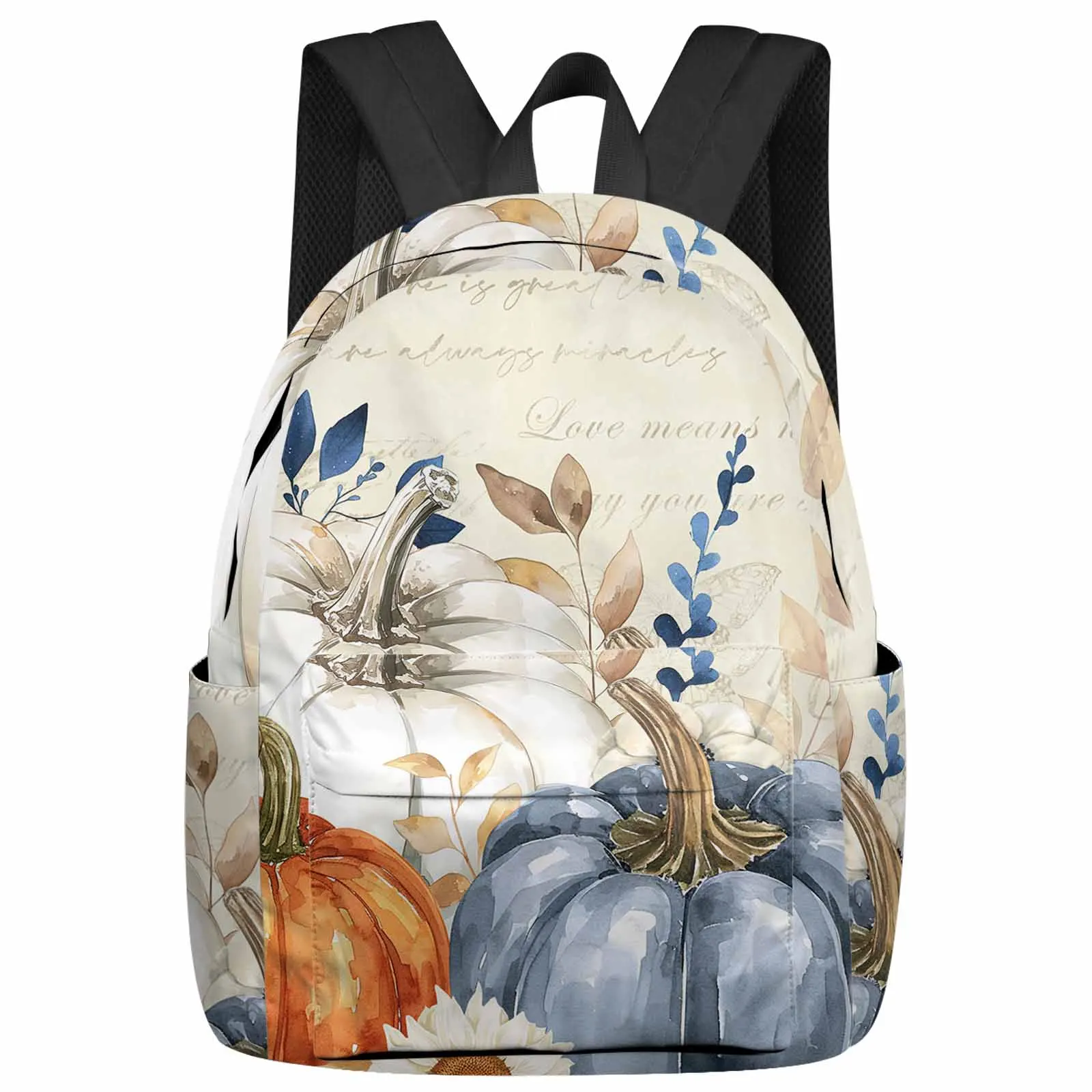 Leaf Plant Pumpkin Backpacks Custom Student School Bags Laptop Backpack Men Women Female Travel Mochila