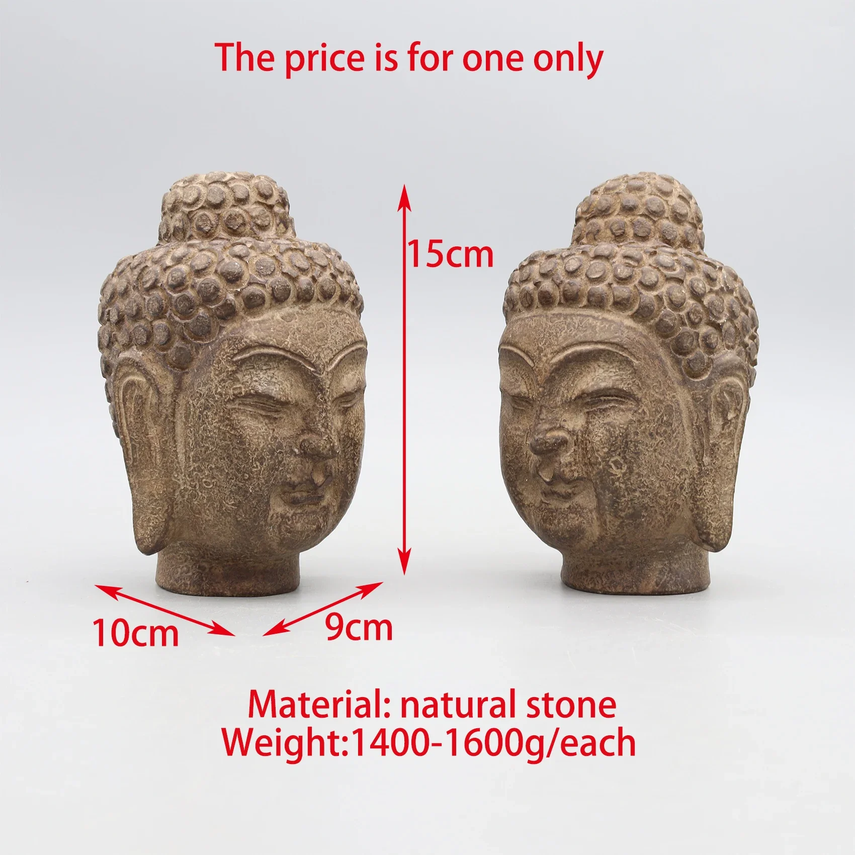 Stone Buddha Head, Hand Carved Stone Decoration