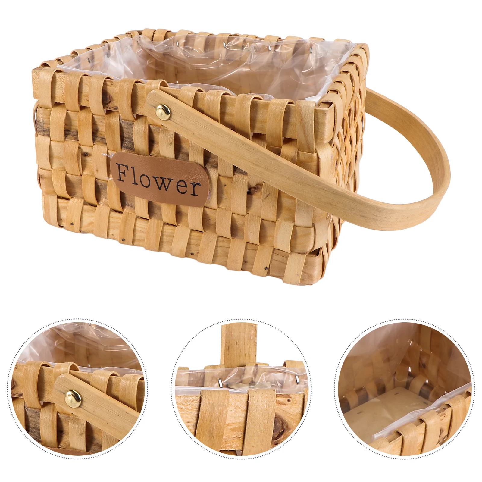 

1Pcs Handheld Rattan Flower Basket Natural Eco Friendly Simple Storage Decoration for Living Room Bedroom Nursery Bathroom