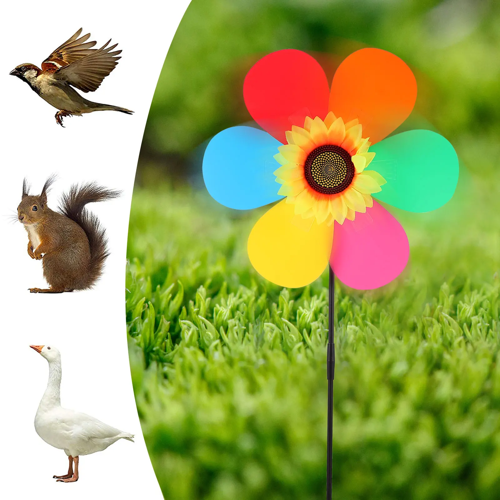 

4Pcs Colorful Sunflower Garden Windmill Outdoor Decorative Pinwheel Kids Plaything Lawn Decor