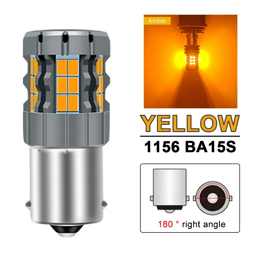 

2PCS White Yellow Red 1156 PY21W BAU15S BA15S P21W CANBUS Car Light LED Brake Turn Signal Reverse Parking Lamp 12V