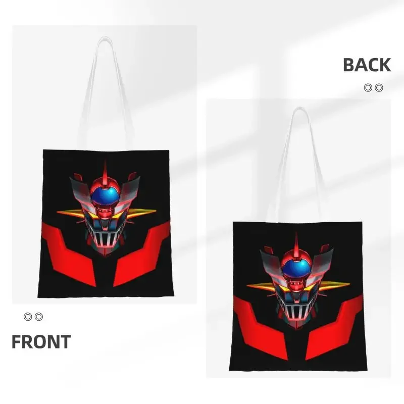 Funny Z Mad Robot Shopping Tote Bag Reusable Grendizer Anime Manga Groceries Canvas Shopper Shoulder Bag