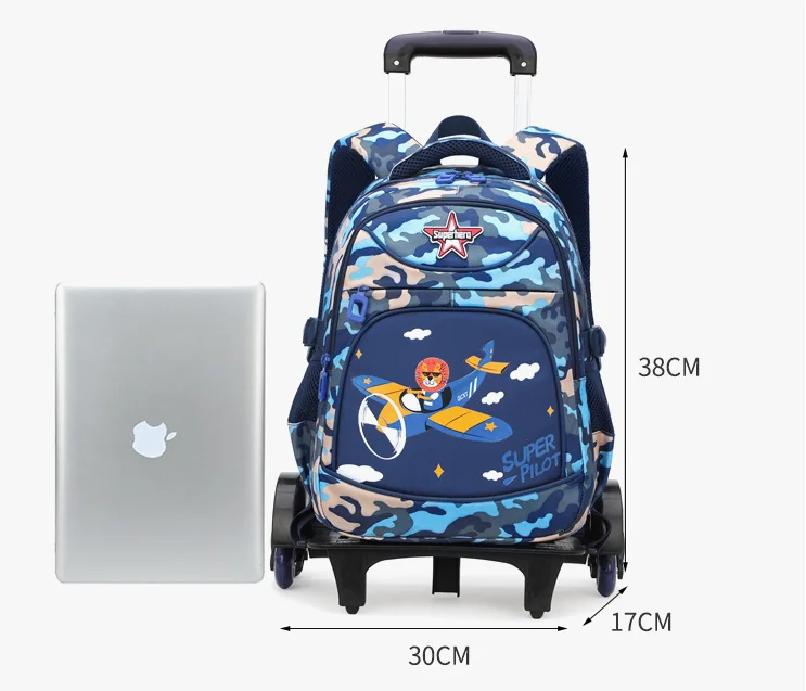 ZIRANYU School Trolley Bags for boys Rolling Backpack Elementary Students satche Trolley Bag Primary School Book Bag with Wheels