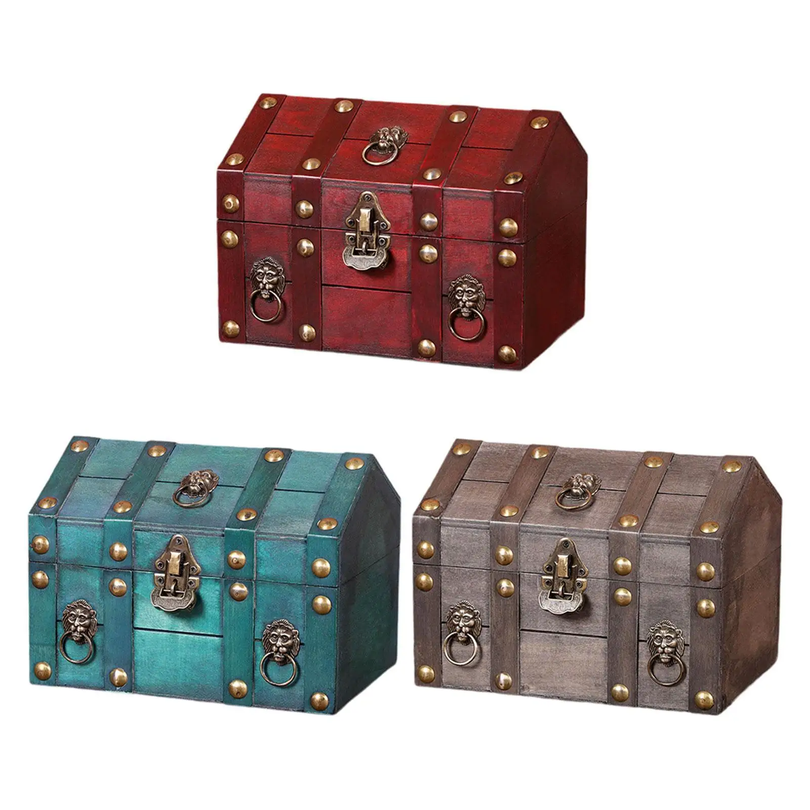 Treasure Chest Chest Wooden with Shape Lockable Jewelry Organizer Box Unique