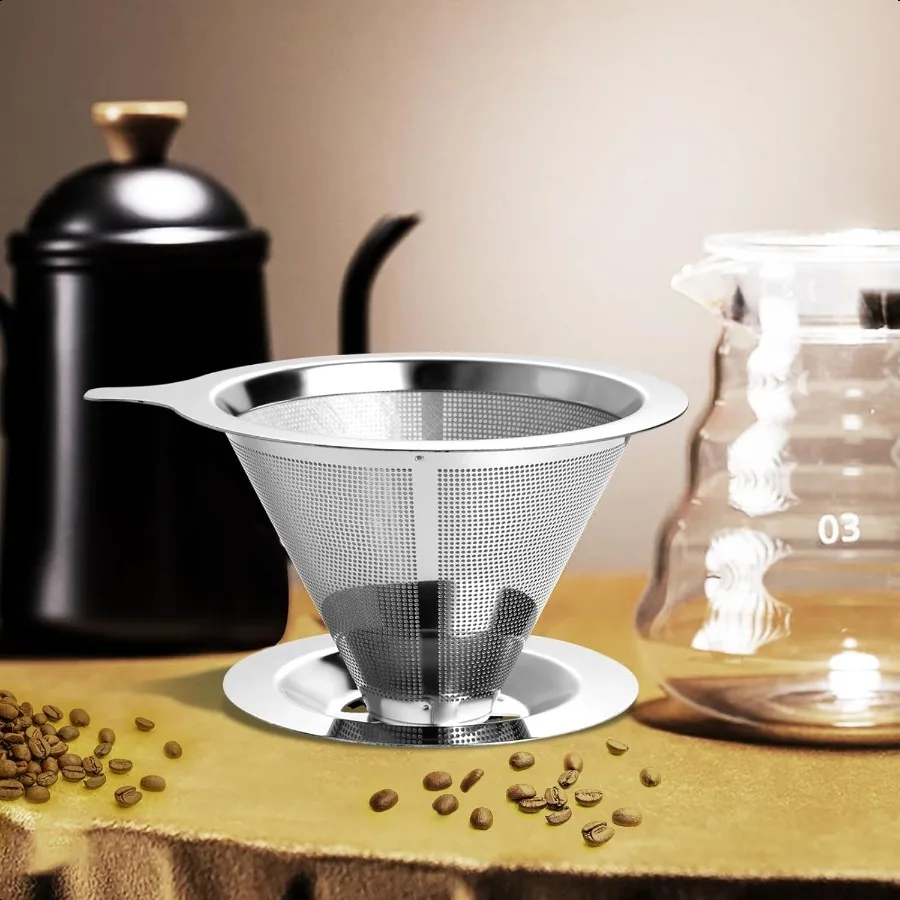 ترقية صب على فلتر القهوة قطارة القهوة Paperl M صانع فلتر القهوة الفولاذ المقاوم للصدأ واحد إلى اثنين كوب حفظ القهوة الطبيعية #2