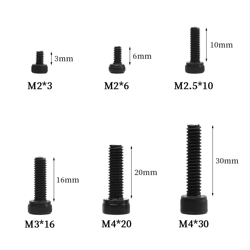 10/50PCS Screws Allen Head Screw M2 M3 M4 M5 Carbon Steel Black Hexagon Bolt with Cylindrical Head Screw For Household Tools