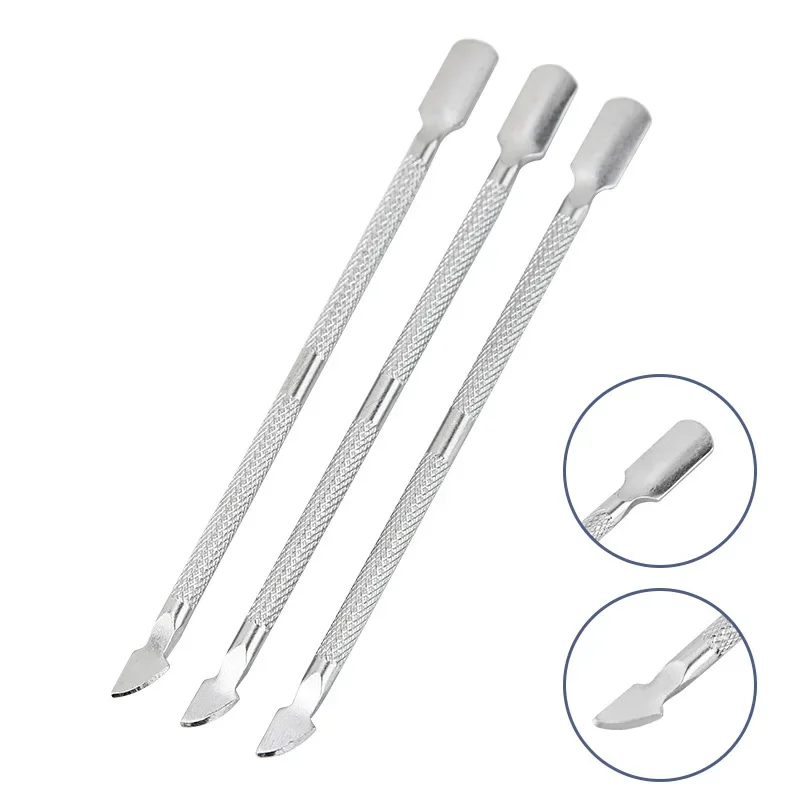 Nail art tool  Stainless Steel Double Push Spoon Cuticle Trimmer Nail And Foot Care Double Head Nail Removal Dead Skin Push