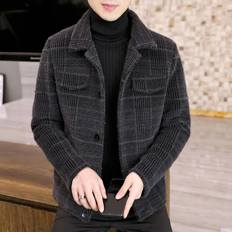 

Утепленная хлопковая зимняя повседневная куртка-пальто из шерсти для мужчин, приталенный крой, модный городской стиль, воротник, стандартная длина