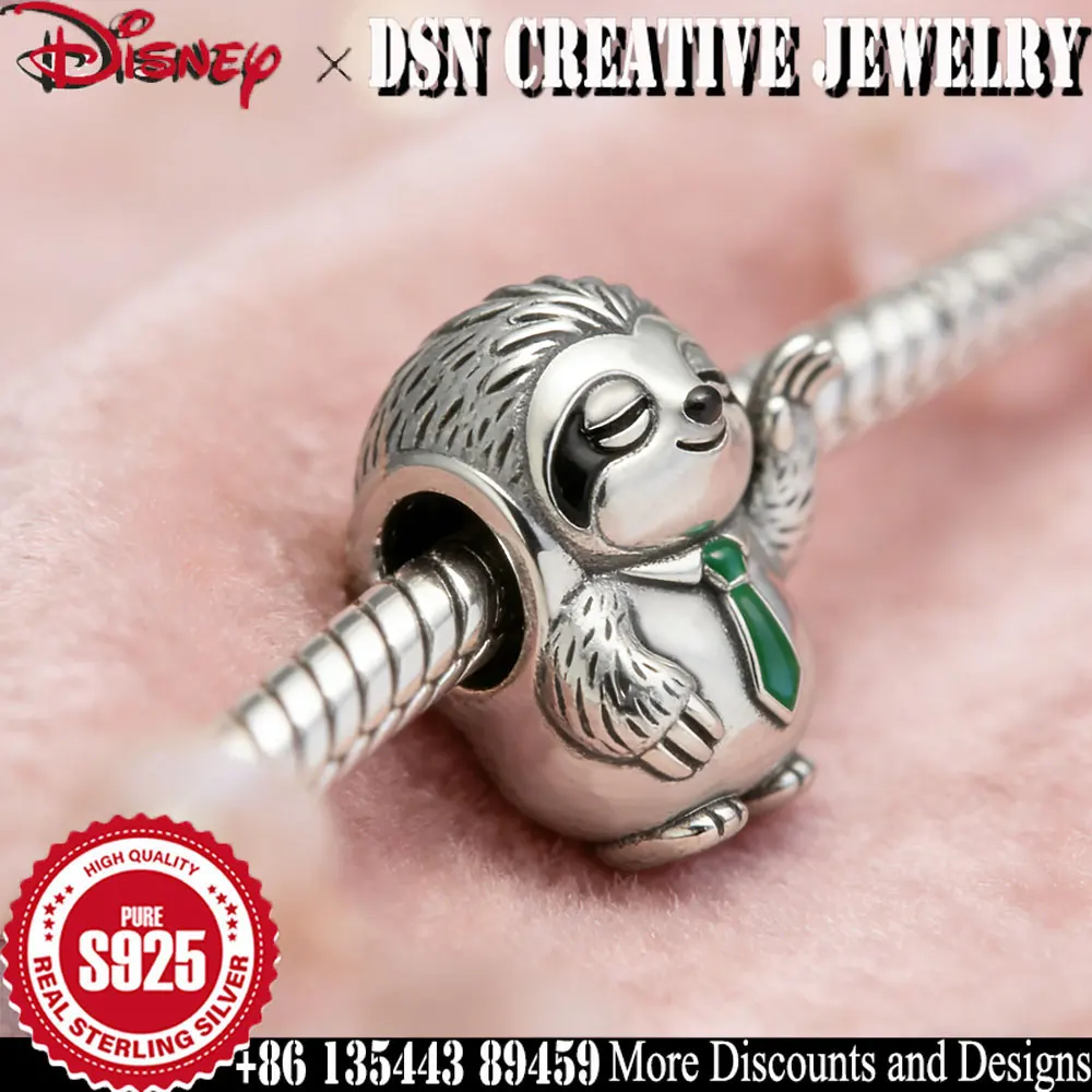 DSN 925 Fascino In Argento Disney Zootopia Flash le Bradipo perline per il braccialetto a catena del serpente cartone animato carino Fascino da donna Gioielli di lusso Regalo