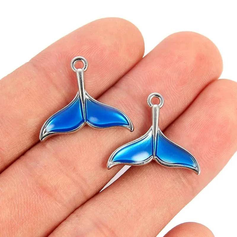 New 10pcs/lot Alloy Enamel Fish Whale Tail Charms Pendant DIY Handmade Bracelet Necklace for Jewelry Making Accessories 18*20mm