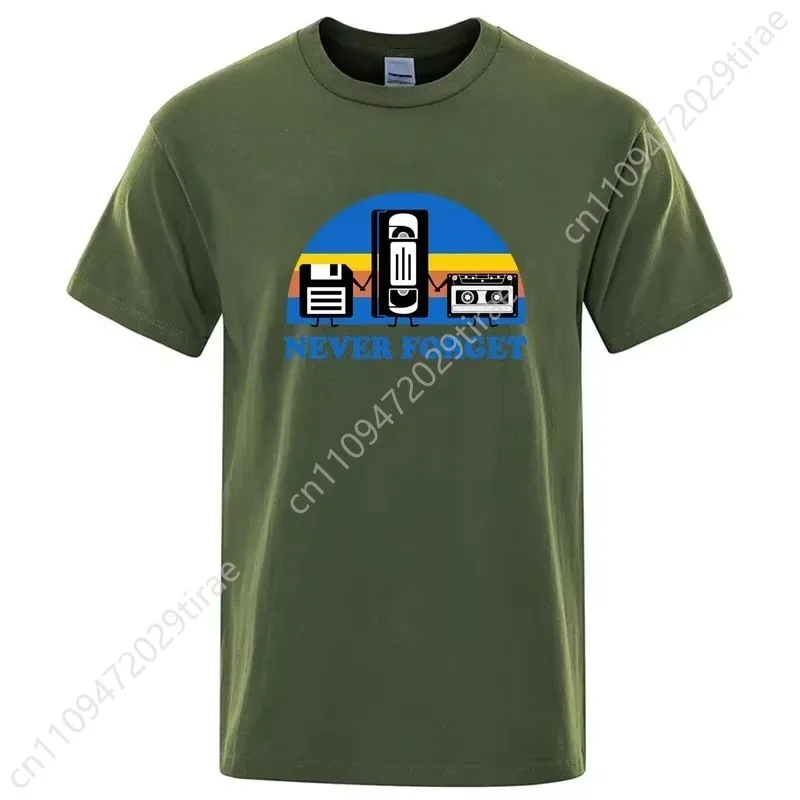 Summer Men's T-shirt Never Forget Sarcastic Graphic Music Funny Printed Cotton Blend T-Shirt Loose