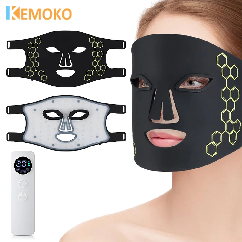 Mascarilla LED Facial recargable, terapia de fotones LED de 4 colores, rejuvenecimiento de la piel, eliminación de arrugas antiacné, mascarilla de belleza, brillo de la piel