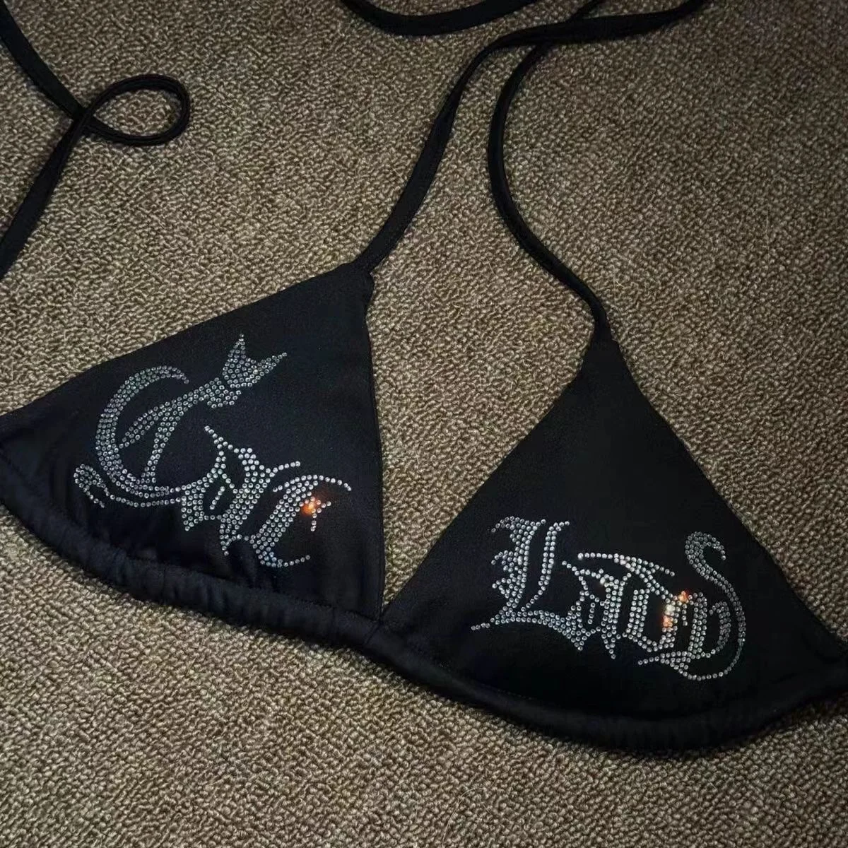 

Women's Leopard Print Rhinestone Bikini Set - Triangle Top & High-Waist Shorts Sexy Swimwear Summer Party Beachwear