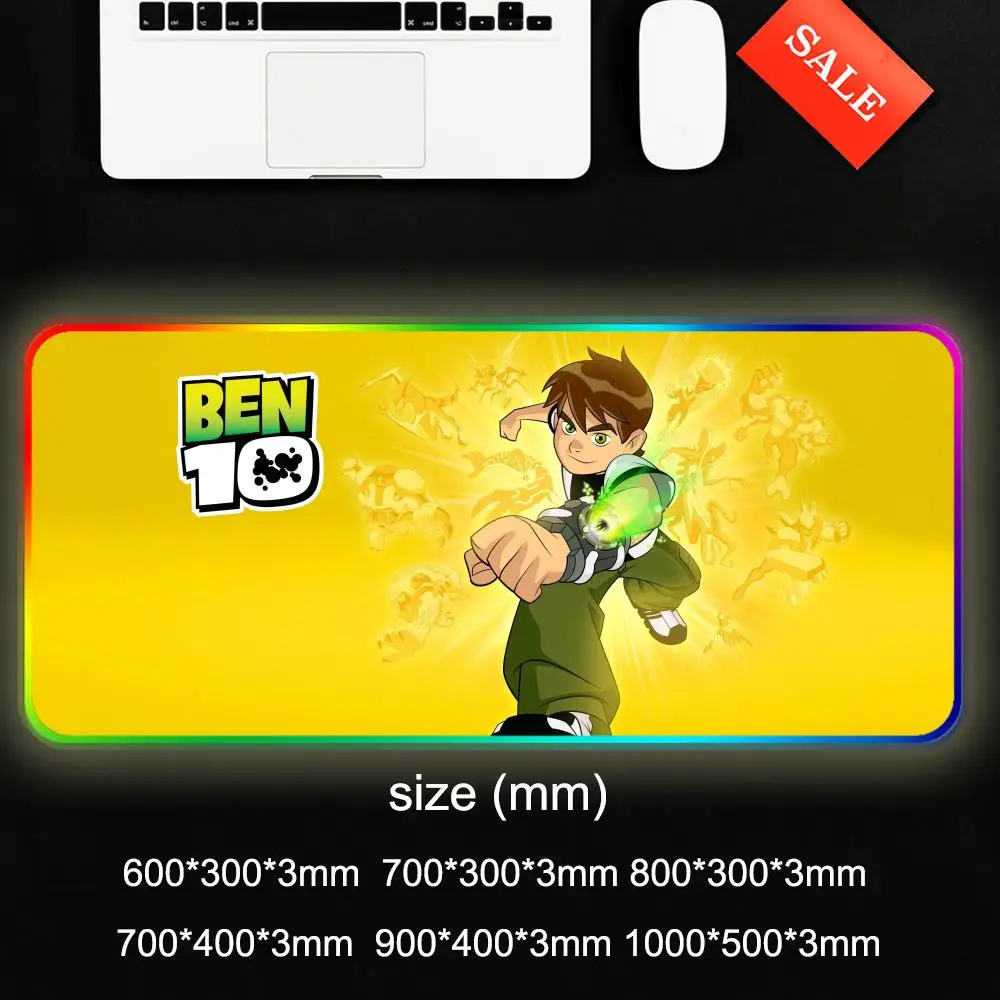 Ben 10 Mouse Pad Gamer Rgb Desk Mat Back Light Led Mousepad Setup Gaming Accessories Deskmat Big Mousepad Backlight