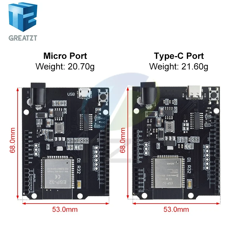 Type-c / MICRO USB ESP32 For Wemos D1 Mini For Arduino UNO R3 D1 R32 WIFI Wireless Bluetooth Development Board CH340 4M Memory