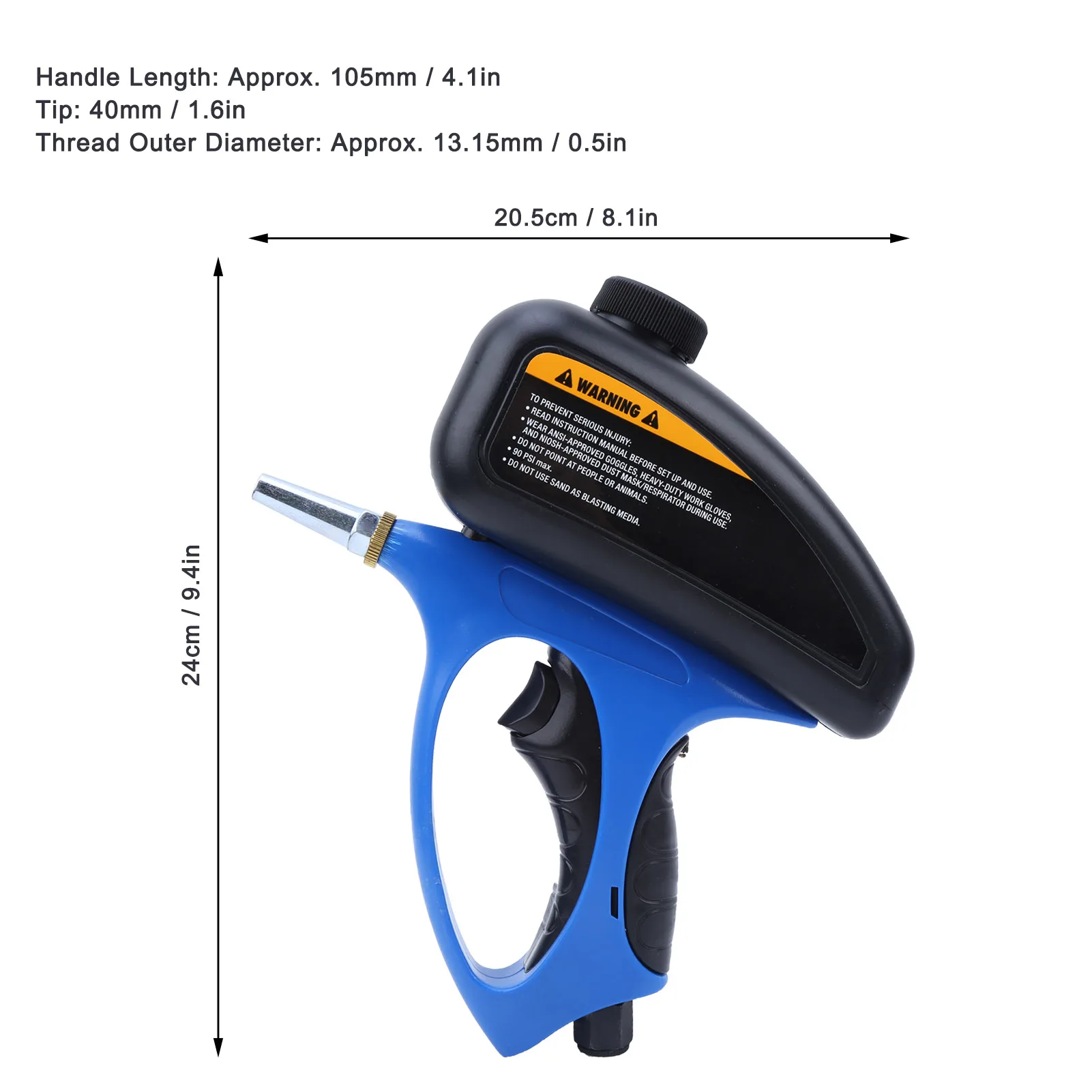 Portable Air Sandblasting Gun Sand Blaster Nozzle Thickened Conduit 90PSI Adjustable Flow Rate Home Industrial Rust Removal Tool