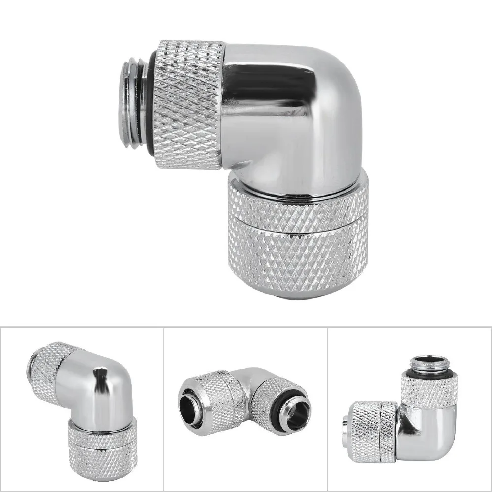 Durable G1/4 Thread Water Cooling Fitting 90° Right Angle Silver Thin Tube Elbow Elbow Adapter CPU Air Cooler