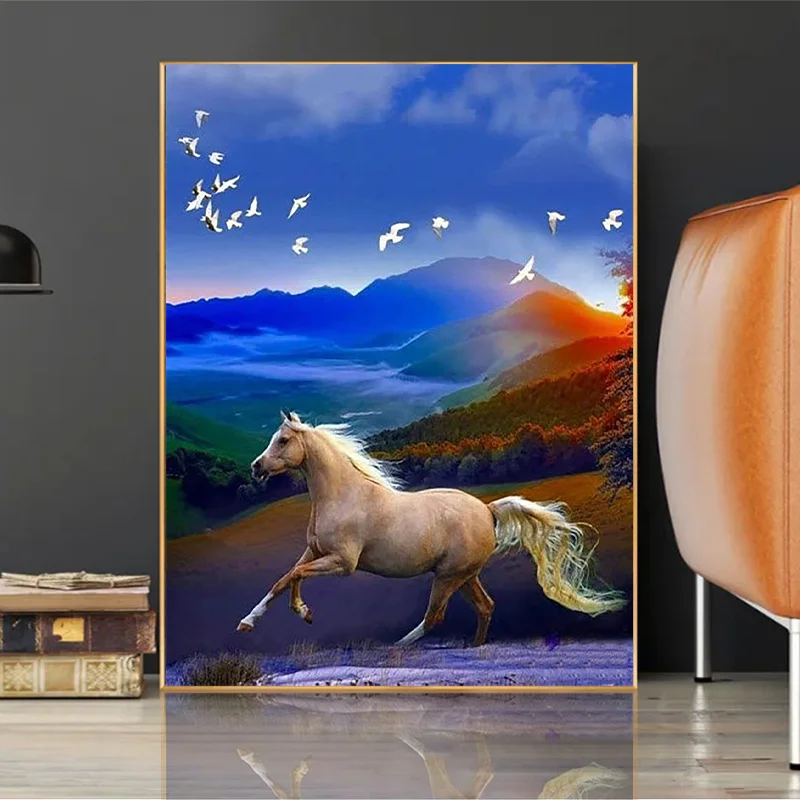 Animal DIY 5D Diamond Painting Full Drill Horse Diamond Mosaic Hand Inlaid Rhinestones Embroidery Home Decor Gifts