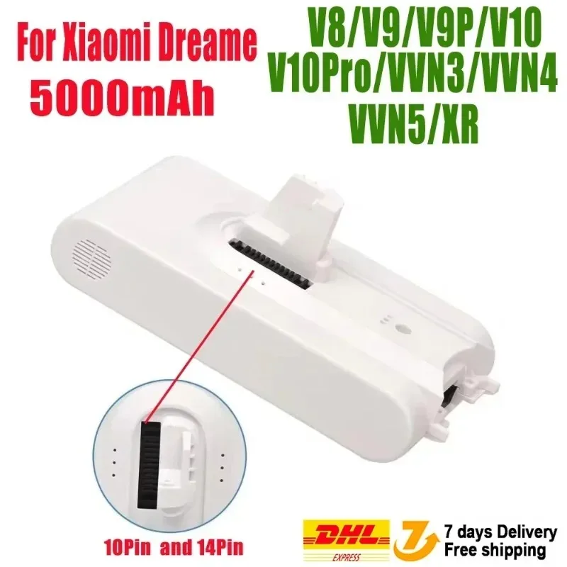

(Origin) 5000mAh Li ion Battery for Dreame V8 V10Pro V9P XR VVN3 VVN5 Handheld Cordless Vacuum Cleaner Parts Replacement Battery