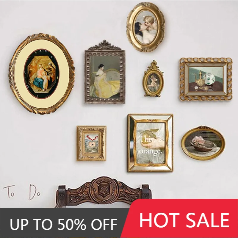 Retro Painting Frame Living Room Wall Picture Frame Simple Restaurant Wall Hang Ornament Creative Home Decoration Accessories