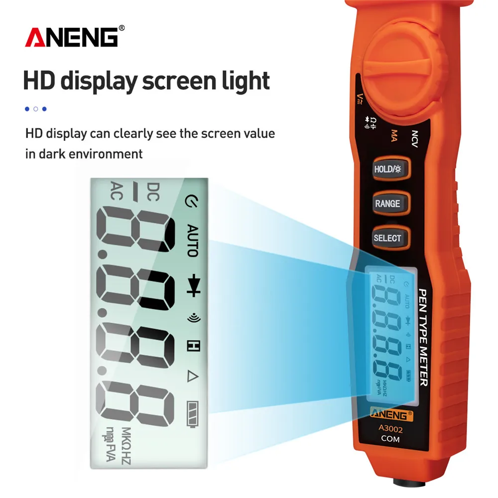 Aneng a3002デジタルマルチメータペン,非接触型4000カウント,DC電圧抵抗,ダイ継続性テスターツール