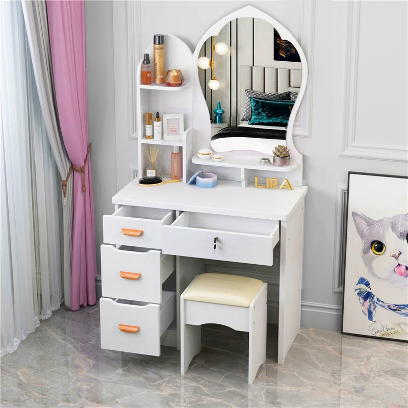 Table de rangement multifonctionnelle pour filles, style nordique, luxe, coiffeuse européenne, décoration d\'intérieur