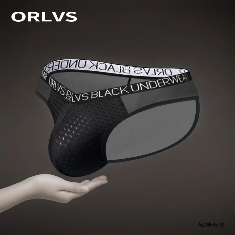 

Mesh Breathable Men's Briefs Quick dry Transparent Sexy Low Waist European American Man Sports Underwear U convex Hip Raise Unde