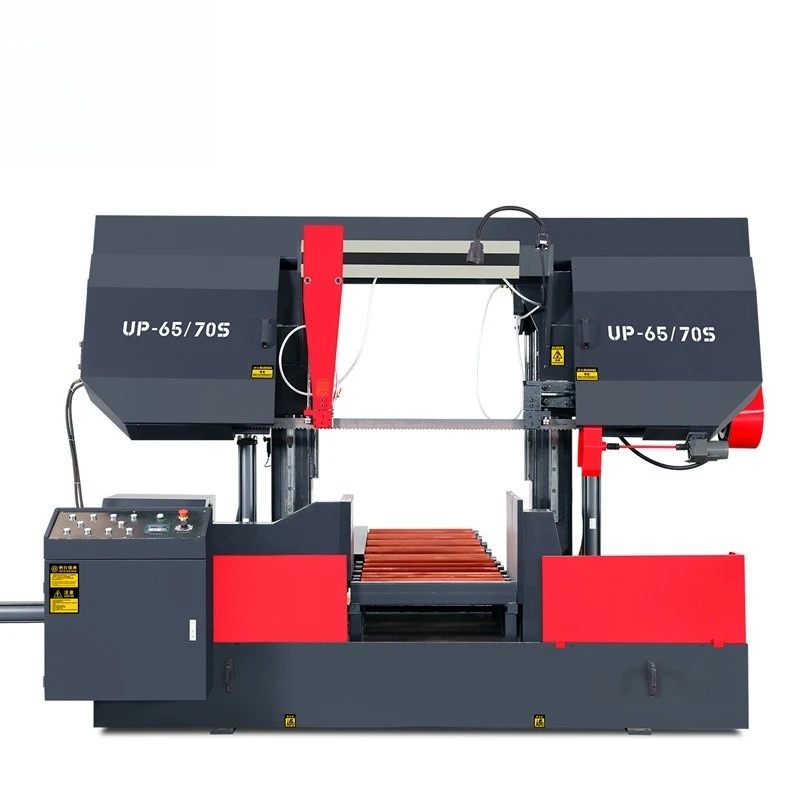 Gantry band sawing machine, double column gantry wire gauge structure, electric feeding automatic cutting