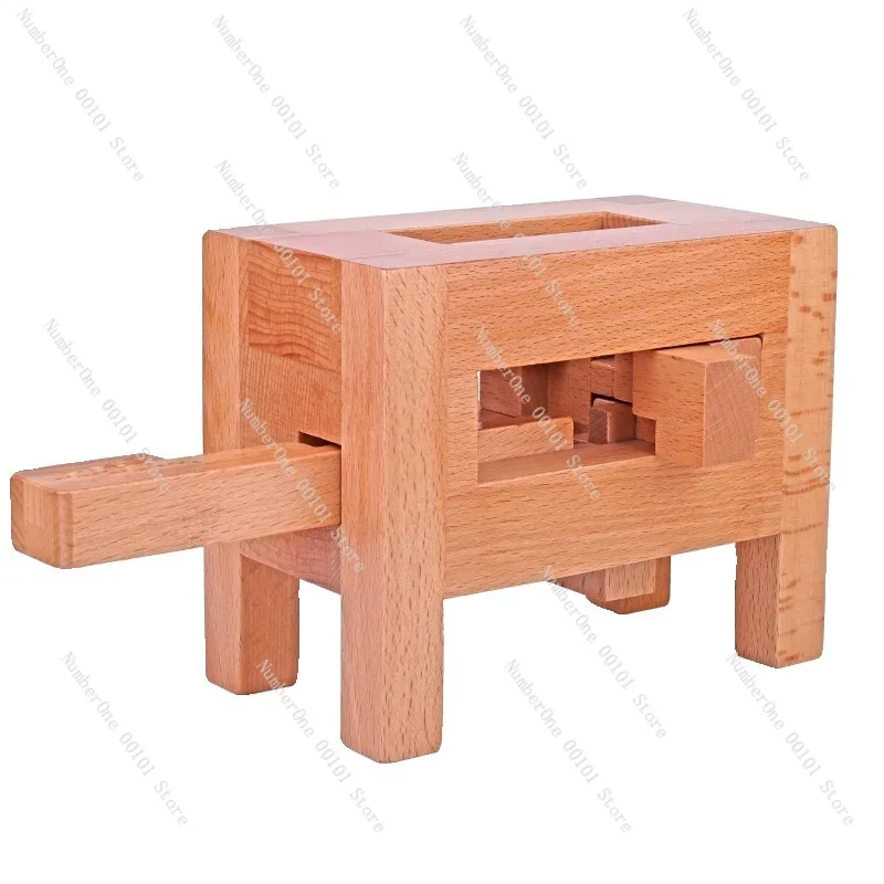 Premium Wooden Nine Linked Rings Puzzle High Difficulty Luban Lock English Gift Box Packaging Brain Teaser IQ Training