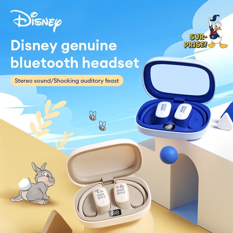 Original Disney QS-O07 Wireless Bluetooth 5.4 Ear Hook Earphones Long Endurance Low Latency Headphones New Sport Gaming Headsets