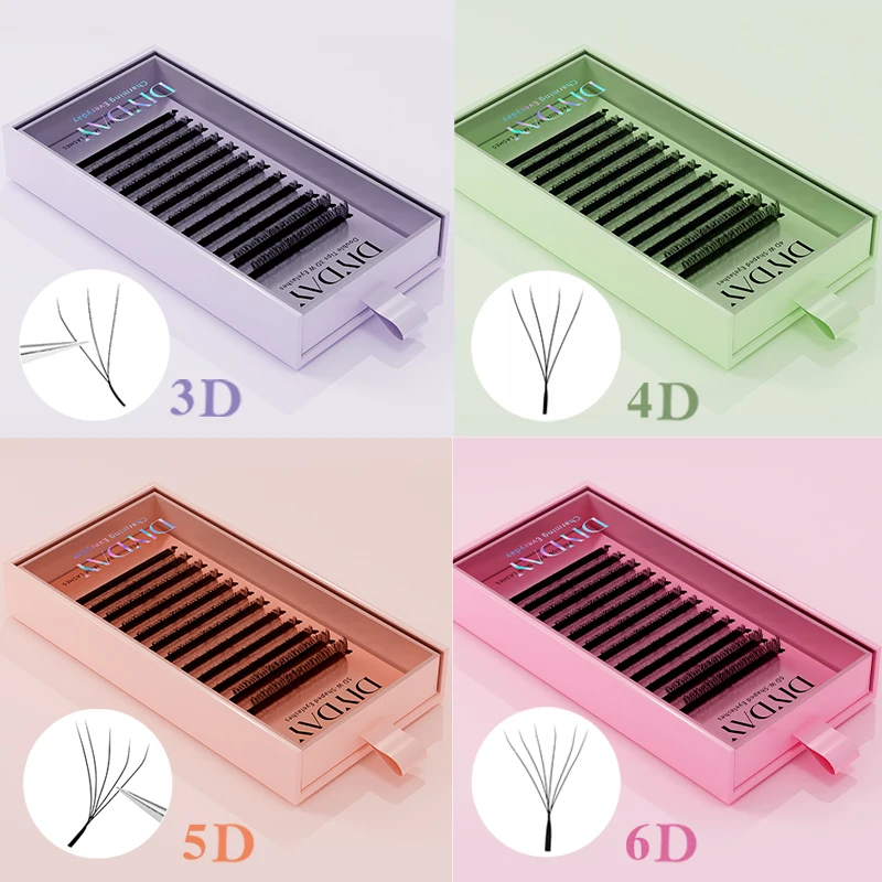 DIYDAY W-Shape Eyelash Extension 3d 4d 5d 6d 7d 8d W Lashes Natural Soft Premade Fan Bloom Effect Eye Lashes for Beauty Makeup