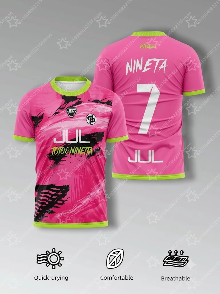 France Jul Toto Ninetta Pink Soccer Jersey Men Kids Tracksuit Summer Quick Dry T Shirt Football Training Uniform Fan Sportswear