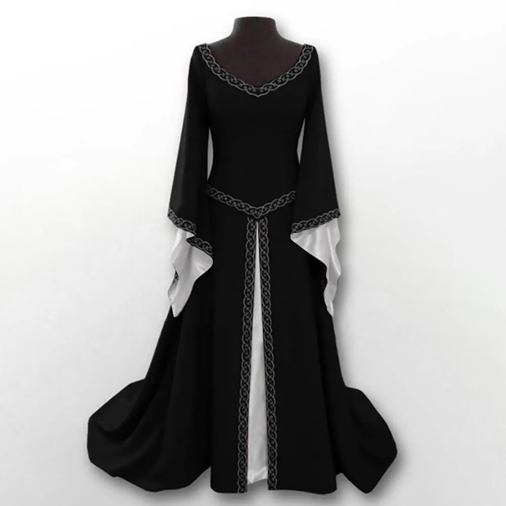 Robe de Princesse de Palais Médiéval pour Femme, Tenue de Cosplay Traditionnelle Rétro, Costumes Mi-Modernes, Longue, ixEuropéenne