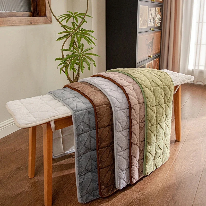 Winter Warm Thick Plush Rectangular Bench Cushion, Soft Long Seat Mat for Mahogany Bench Patio Chair Sofa Hard Seat