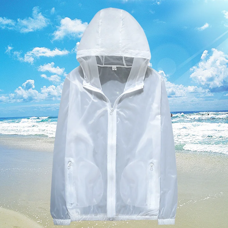 

Men's Long Sve Sun Protection Ice Silk Breathable Windproof Faionable Zipper Hooded Thin PU Material Youth Summer irt
