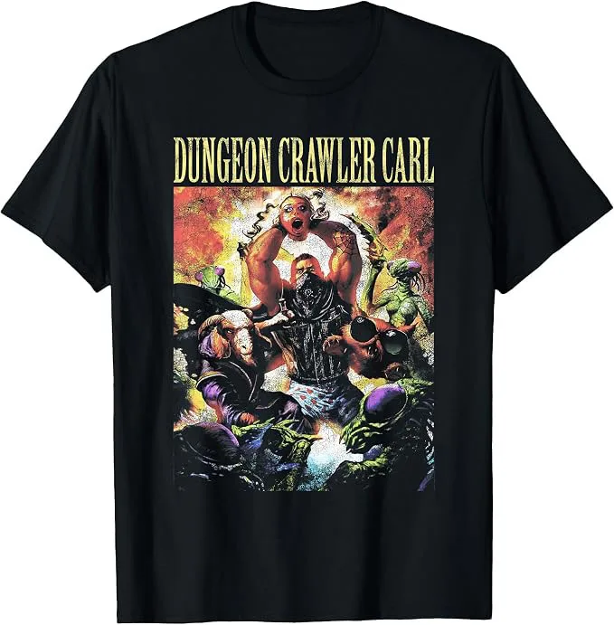DCC Illustrated Distressed LitRPG Book Series Cover Art T-Shirt Y2k Gothic Horror Graphic Apparel Men's Fashion Cotton T Shirts