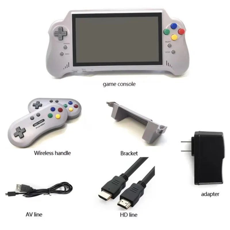 for RETROAD 5PLUS Super HD Output SNES Retro HD 7in Handheld Game Console 16BIT HDMI ULTRA SNES POCKET 2.4G Wireless Controllers