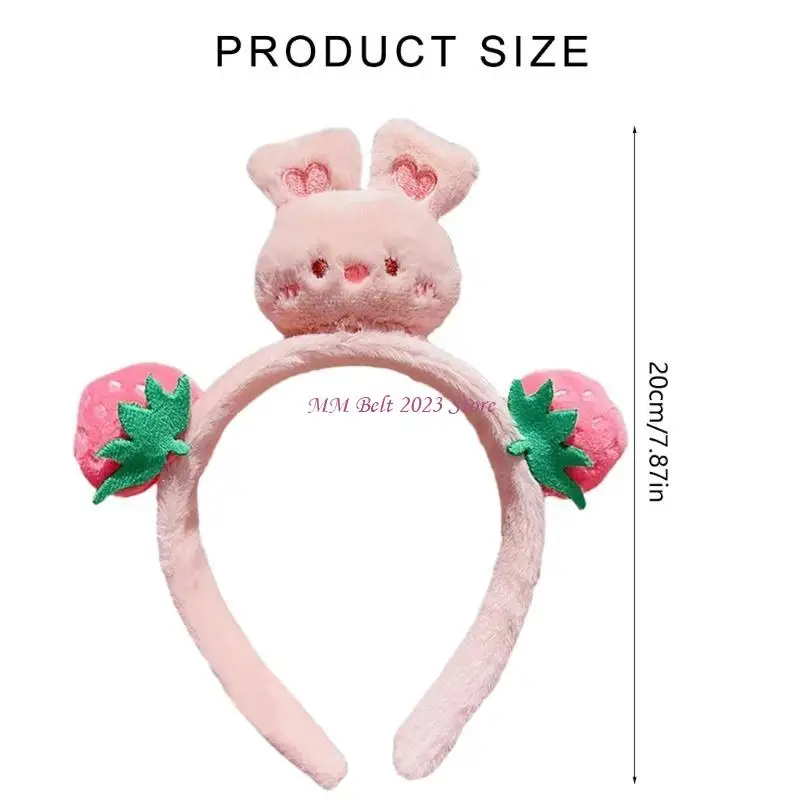 49me Plush Rabbit Hairhoop สำหรับวัยรุ่นวัยรุ่นสาวธีมปาร์ตี้ Strawberry Headwear Women Face Washing Hairband Kids Hairhoop