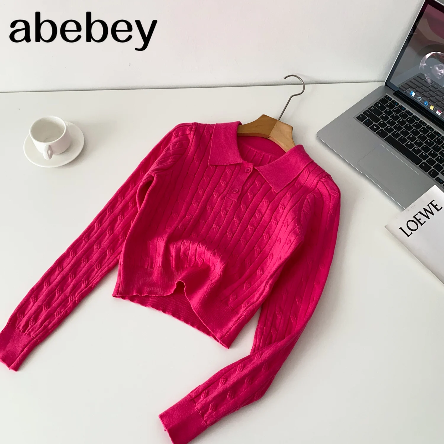 

Women's Loose Long Sleeve Knitted Sweater Autumn Winter Inner Wear Polo Neck Embroidered Pattern Tassel Twist Korean Style Top