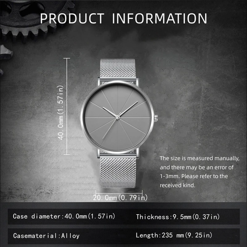 Conjunto de reloj informal elegante, reloj con esfera ligera plateada Simple, reloj de cuarzo y pulsera, regalo de Navidad para hombres