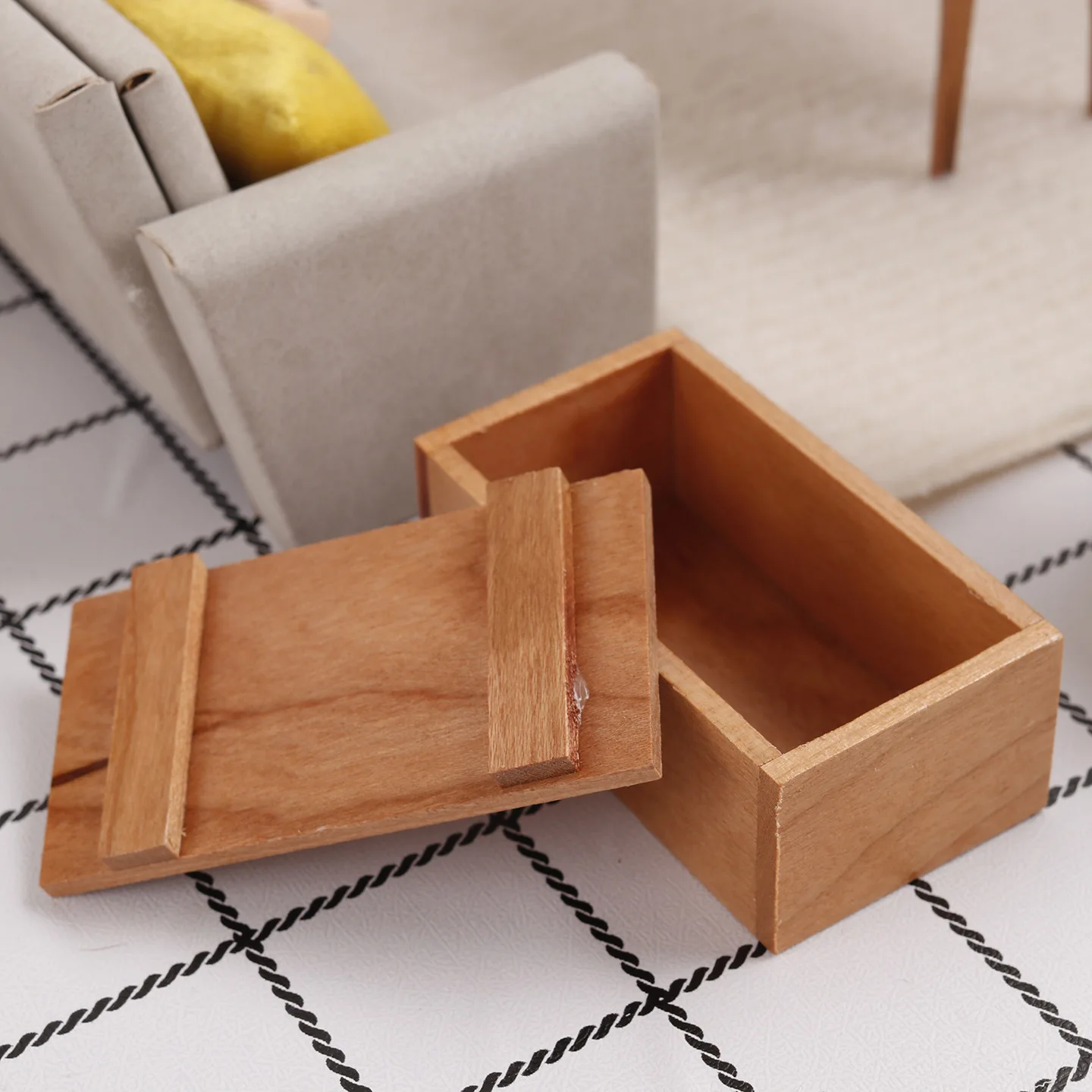 Mini Cherry Wooden Storage Box Dollhouse Miniature Crate 1:12 Scale Mini Food Container Pretend Play Accessories Dollhouse Props