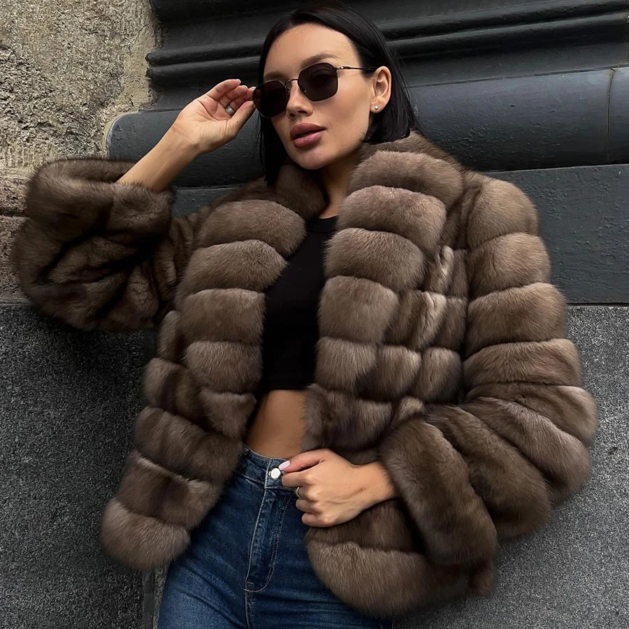 

Cropped Fox Fur Jackets For Womens Real Fur Jacket Genuine Fox Fur Coat 2024 High Quality New Arrivals