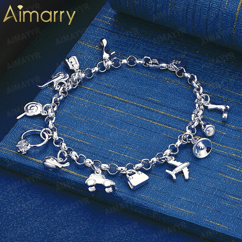 925 Sterling Silver Fashion Multi Pendant Bracelet for Women's Parties Banquets Weddings High-quality Exquisite Gift Jewelry
