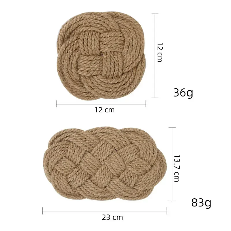 Round Handmade Woven Cotton Thread Jute Table Mat Cotton Braid Mug Cup Coaster Insulation Placemat Kitchen Home Table Decor Mats